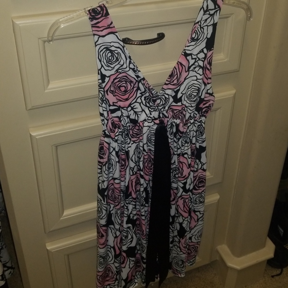 Pink/Black Rose Tank Dress